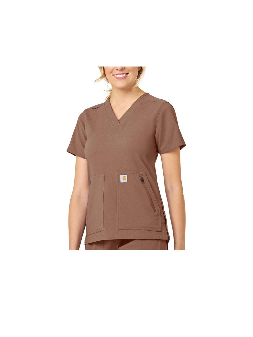 Carhartt Women's V-Neck Utility Scrub Top - nutmeg